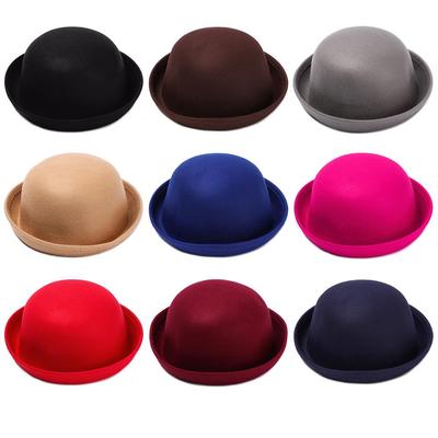 Fashion Vintage Women's Felt Hat Not Deformed Beanie Cap Floppy Bowler Beanie Cap Felt Hat Fedora Beret