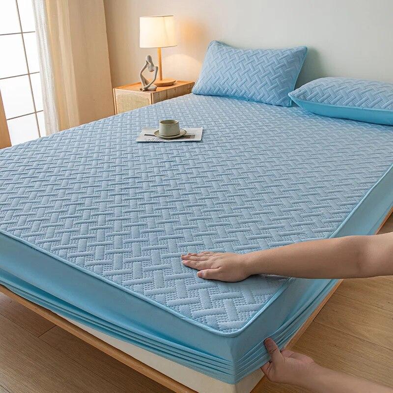 

Хлопковый наматрасник премиум-класса, однотонный эластичный простынь на подкладке, стеганый наматрасник, регулируемый прочный чехол на кровать 180x200x30cm