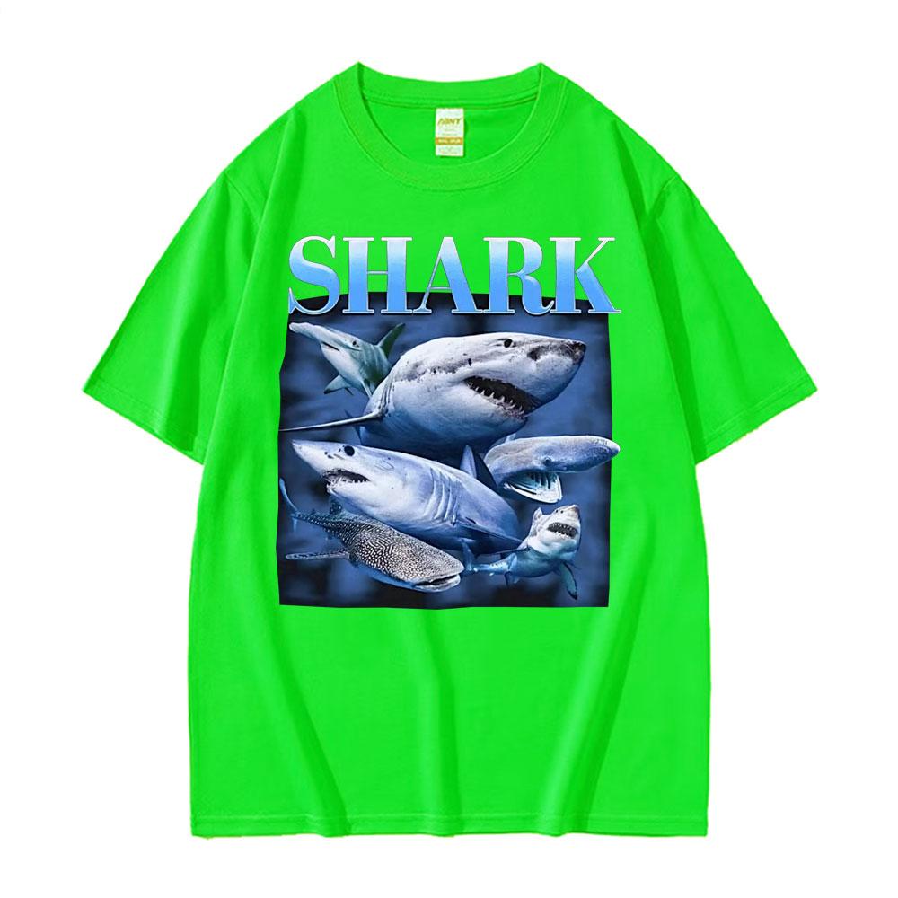 Funny Shark Vintage T-shirts Hammerhead Whale Great White Shark Animal Meme T Shirt Unisex Women Oversized 100% Cotton T-shirt Tops
