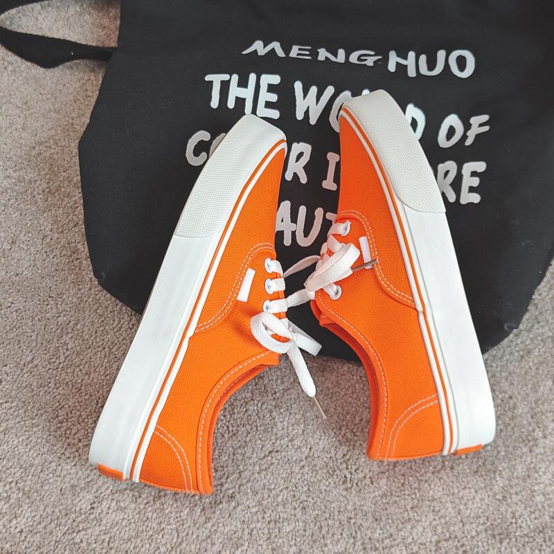 Women's Spring Thick Soled Sports Sneakers Casual Single Shoes Solid Color Canvas Shoes 35-40