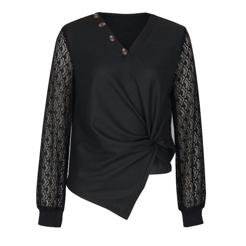 Autumn 2025 Women's European & American Fashion: Black Long-Sleeve Knit Top