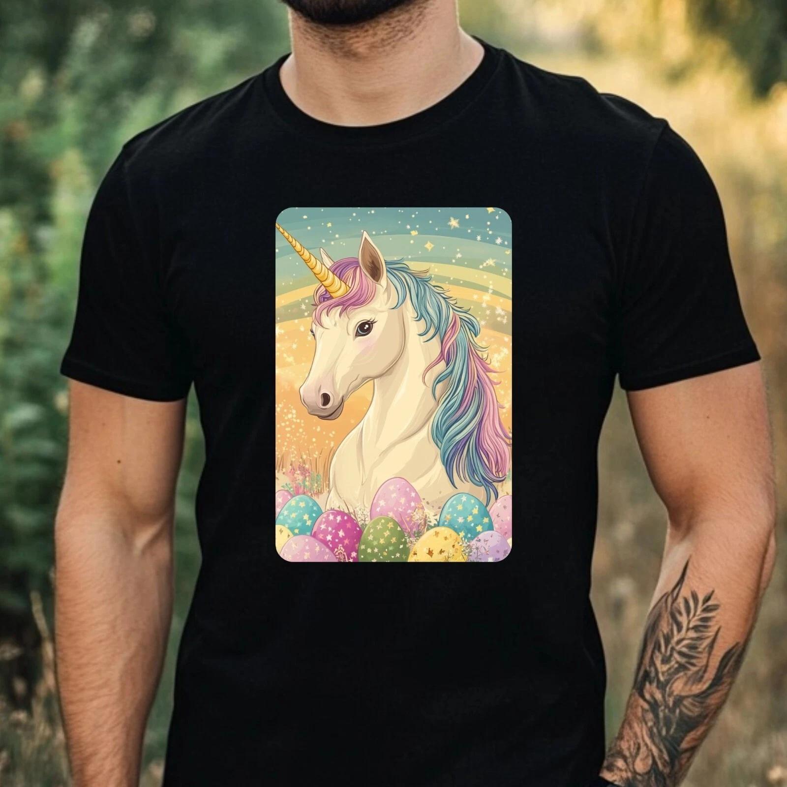 T-Shirt Herren Oster Einhorn Motiv Baumwolle Größe XS bis 5XL XXXXL