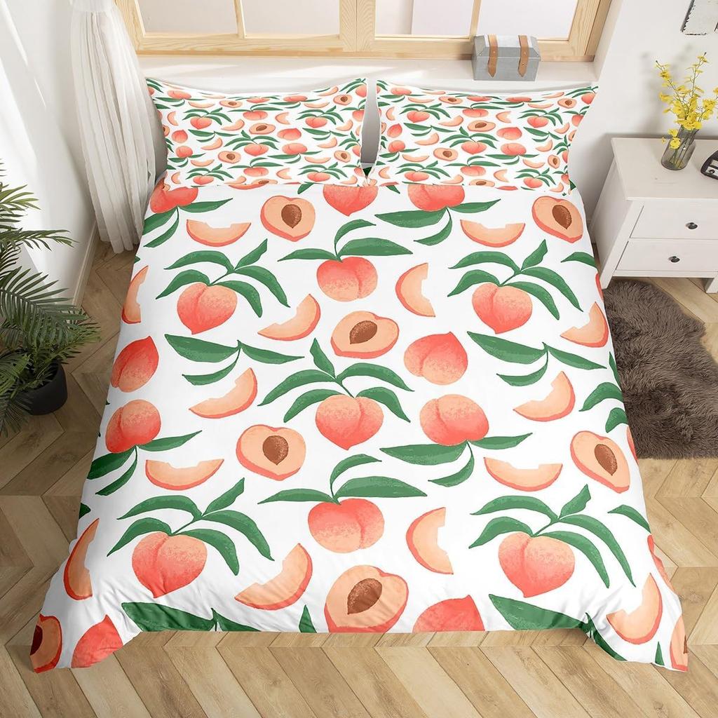 Funda Nórdica de Dibujos Animados Naranja Juego de Ropa de Cama de Naranjas Frescas Para Niños Niñas Funda de Edredón de Frutas Cítricas Dibujo Animado Tamaño Completo Queen