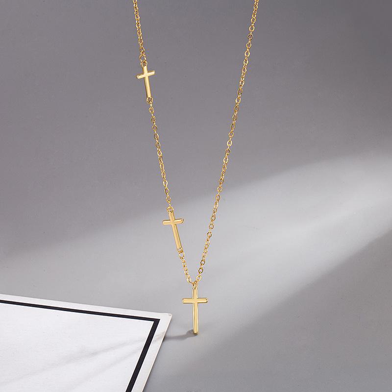 Zirkon-Kreuz-Halskette: Europäische & Amerikanische Leichte Luxus Schlüsselbein Kette für Damen
