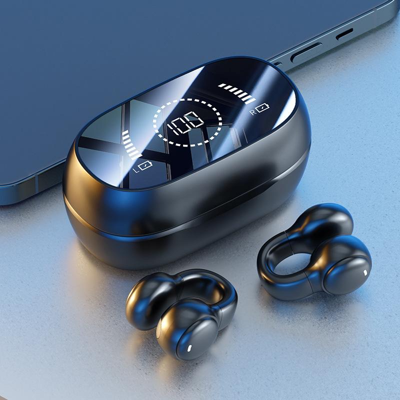 Open Ear Clip Air Conduction Wireless Earbuds Bluetooth 5.3 LED Power Display 50H Play Sports Headphones
