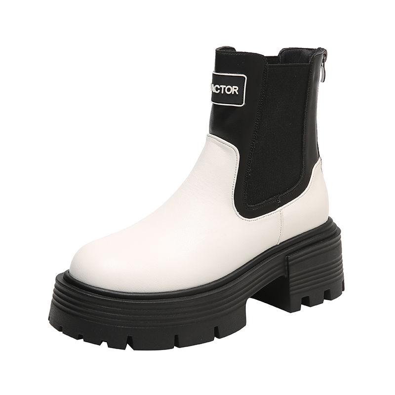 Fashion Sports Booties Leather Chelsea Platform Short Shoes for Woman Women's Ankle Boots Round Toe Footwear Sneakers Chunky Biker Sale