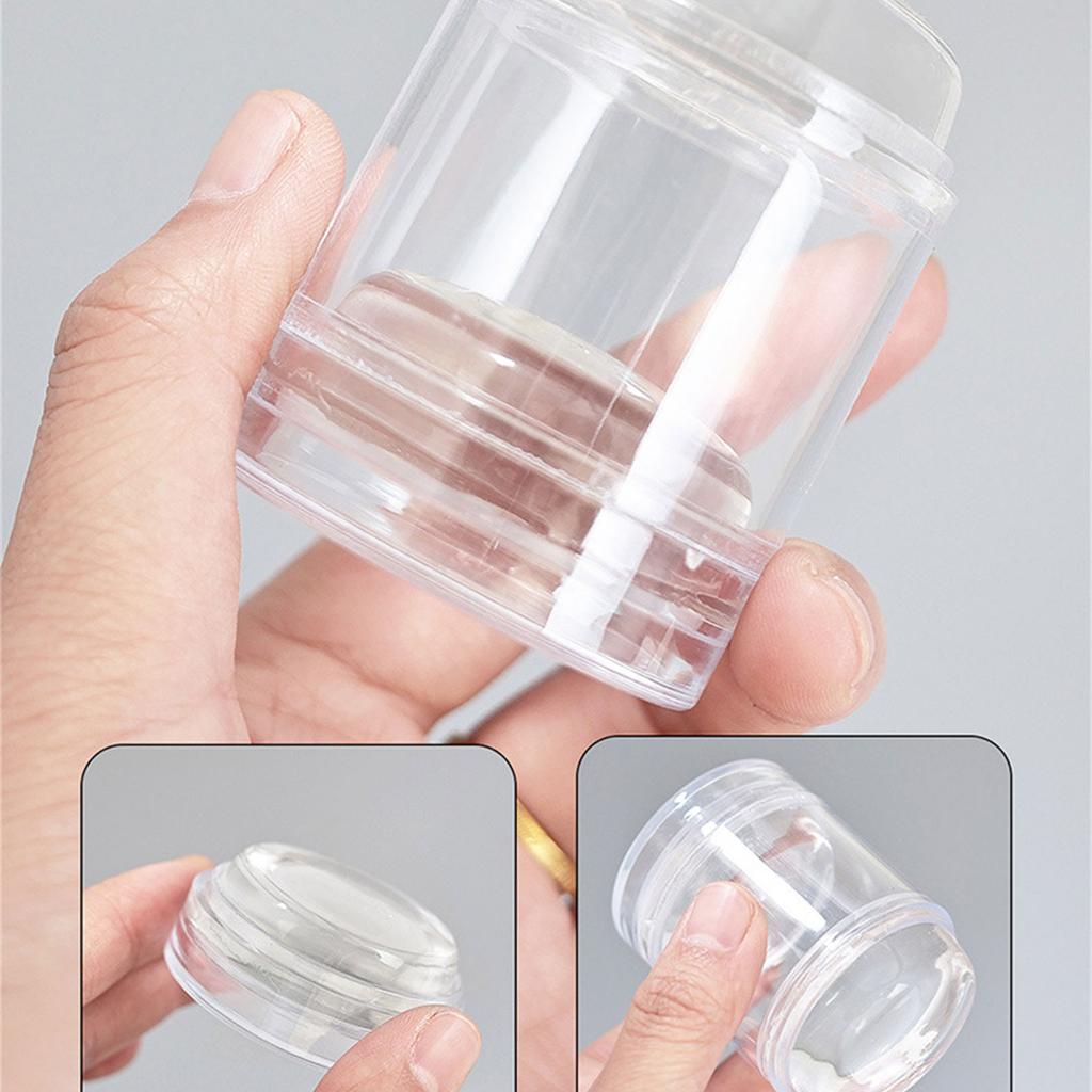 Tydligt Silikon Fransk Manikyr Stämpelset med Skrapor Rund Synlig Kropp Gelé Stämpling för Manikyr Design