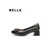 Belle Damen Echtleder Loafer mit Schleife und Blockabsatz