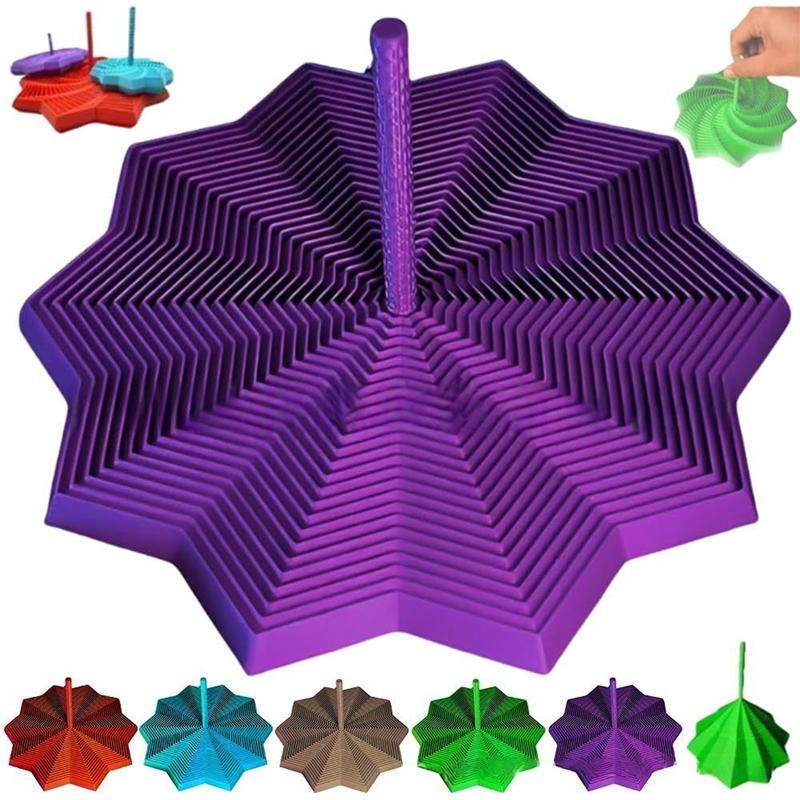 3D Printed Spiral Anti-Anxiety and Stress Relief Toy PLA Expanded Sensory Fidget Star with Handles Fractal Fidget Whirling