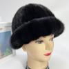 Domo Hat Women   Mink Fur Luxury Hat Panama Designer Fluffy Bucket Hat Winter Warm Snow Outdoor Mom Caps Genuine Fur Hat
