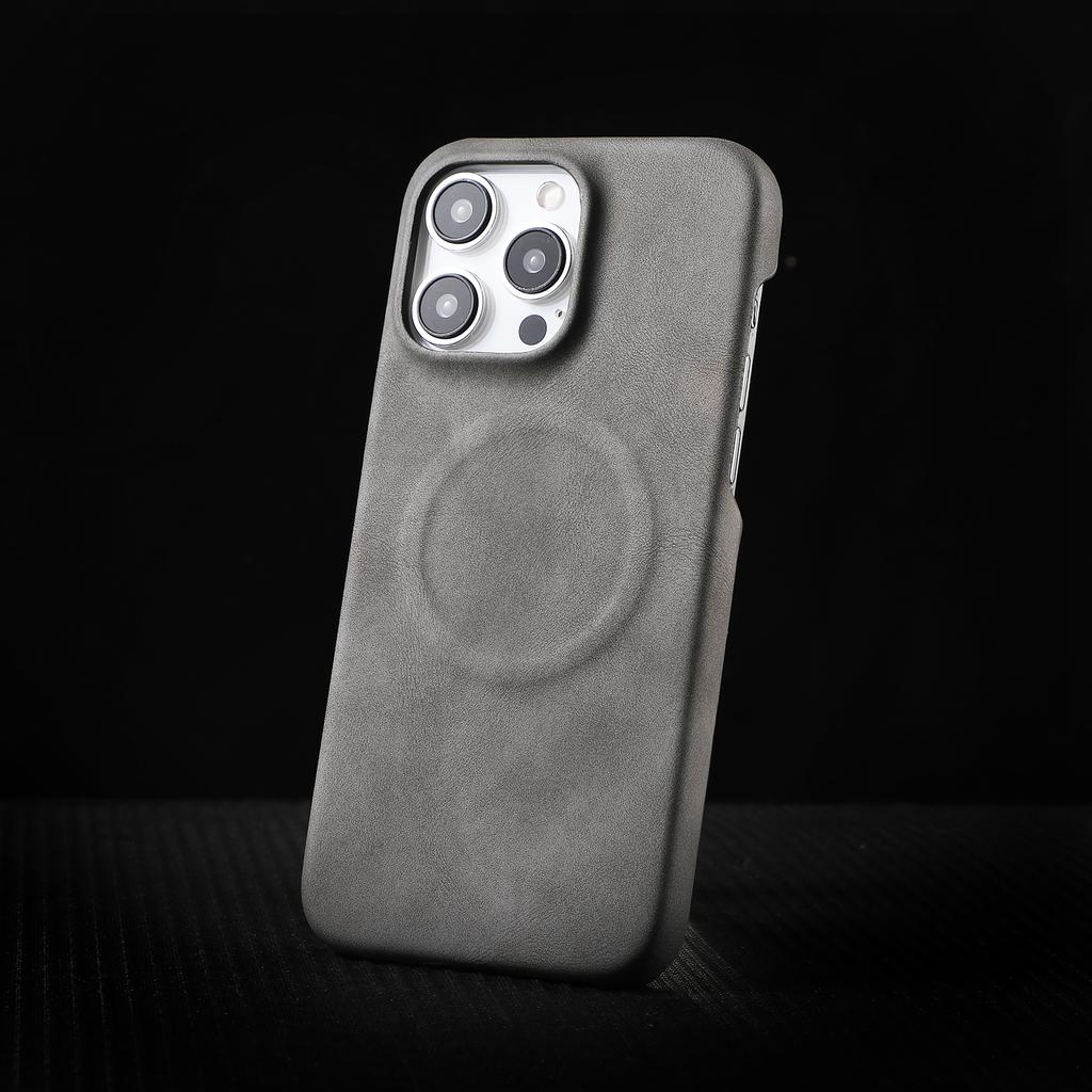 Luxury For Magsafe Wireless Charge Magnetic Case for iPhone 15 14 Plus 13 12 Pro Max Matte Retro Lambskin Leather Soft Cover