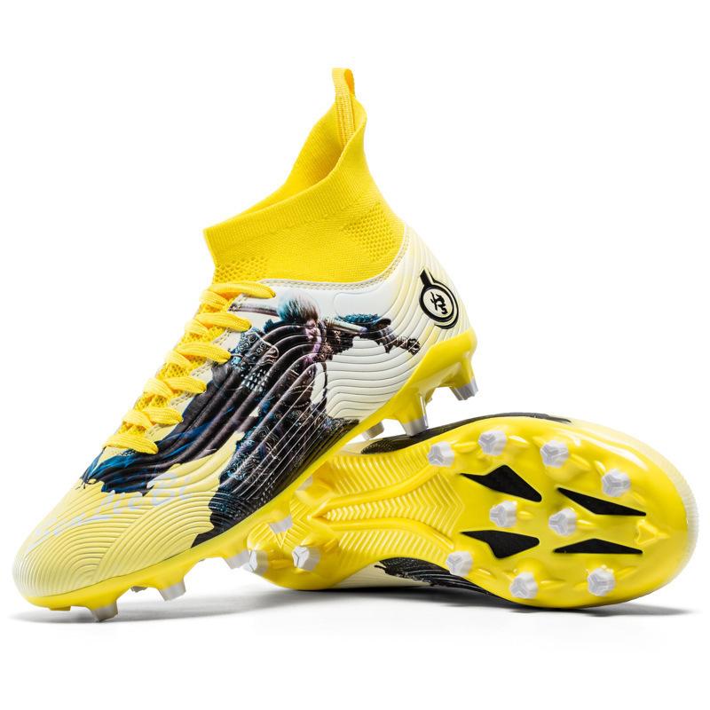 2025 New Black Wukong Series Large Size High-top Football Shoes Adult AG Long Nails TF Broken Nails Student Sneakers