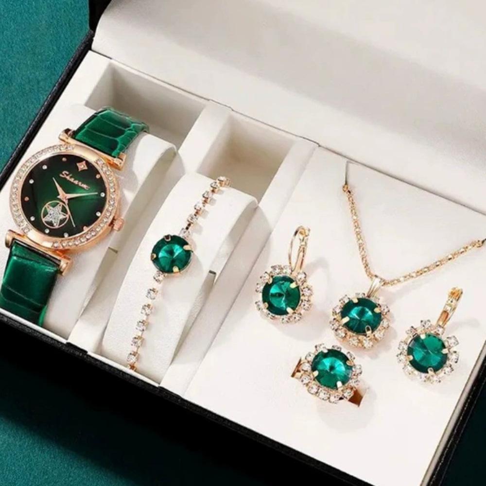 Popular Luxury Set, Bracelet Watch, Diamond-Encrusted Women'S Five-Piece Gift Box, Quartz Watch