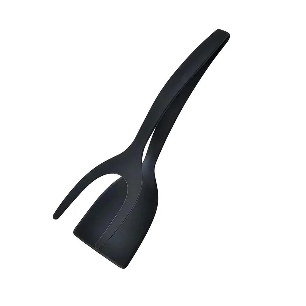 Neuer 2-in-1 Griff-Flip-Spatel Zange Eierwender Spatel Nylon Antihaftbeschichtung Pfannkuchen Fisch French Toast Omelett Zubereitungswerkzeug