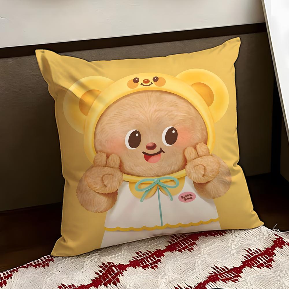 Cartoon BButter BBear Cushion Cover Reversible Soft Durable Pillow Cover Home Car MultiScene Use for Daily Comfort