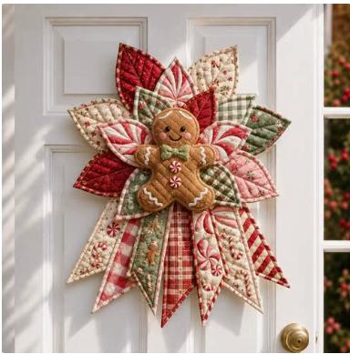 2026 DIY Nähset Weihnachts-Türhänger-Kranz Gesteppter Stoff DIY Handgemachter Weihnachtsbaum Feiertagsbasteln Heimdekoration Geschenke