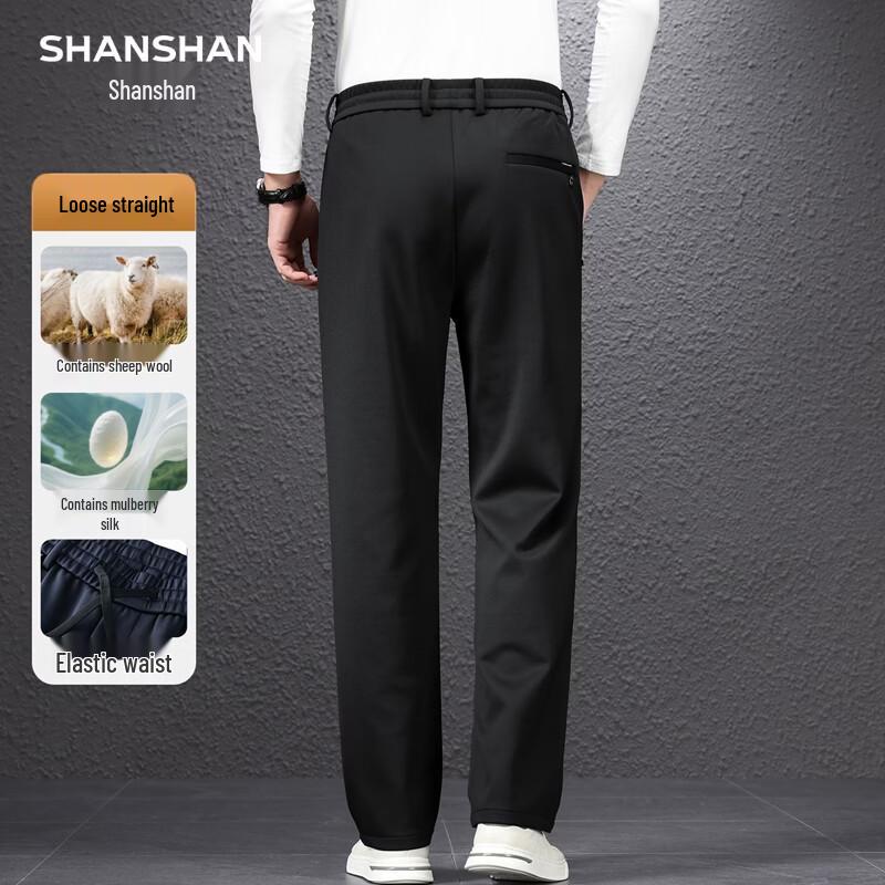 Shanshan Men's Business Casual Straight-Leg Trousers with Silk and Wool Blend