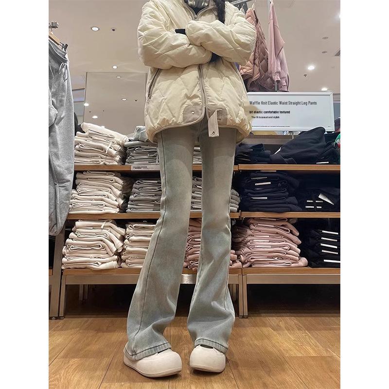 

Women s High-Waist Fleece-Lined Retro Flare Jeans - Autumn/Winter 2024 M