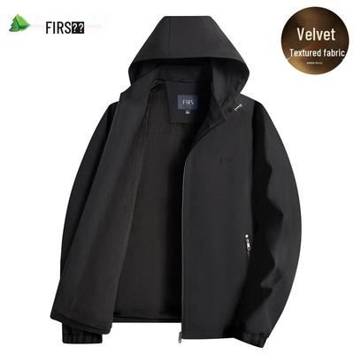 Shanshan Herren Gefütterte Fleece-gefütterte Winddichte Kapuzenjacke