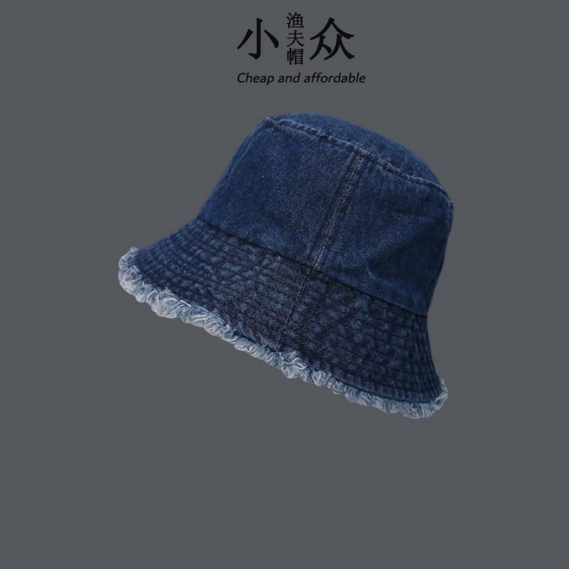 Washed Denim Old Fisherman Hat Children Spring and Autumn New Retro Rough Edge Casual Plain Face Cover Basin Hat