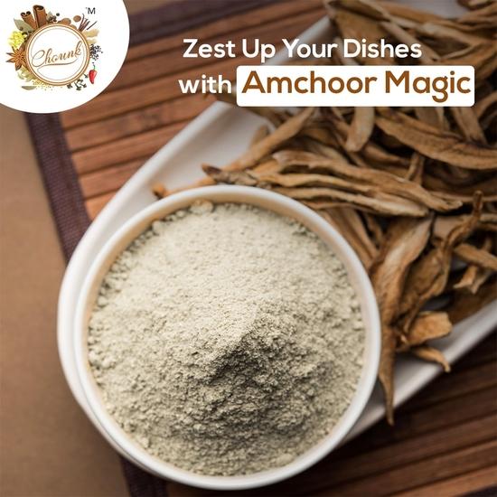 Chounk Naturligt Amchoorpulver Masala | Torkat Mangopulver utan Tillsatta Smaker & Amchur Masala 200g (100 g x Förpackning med 2)