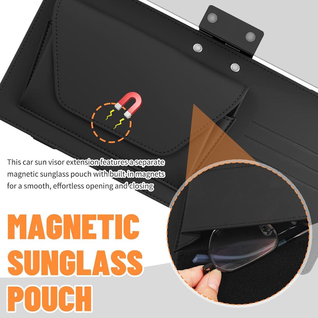 Anti-Glare Sun Visor Extender for Car,2026 New Car Visor Extender Sun Blocker with Magnetic Eyeglass Holder Card Holder,Universal Automotive Suns