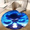 1 Stück Sonic the Hedgehog Blaue Flamme Runder Teppich - Anime Design Bürostuhlmatte, Rutschfester Teppich für Heimdekoration