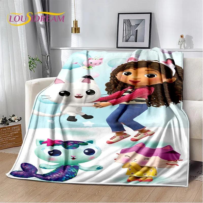 Søtt Gabbys Dukkehus Tegneseriepledd, Mykt Kastpledd for Hjem Soverom Seng Sofa Piknik Reise Kontor Hvile Dekkeplagg Gave