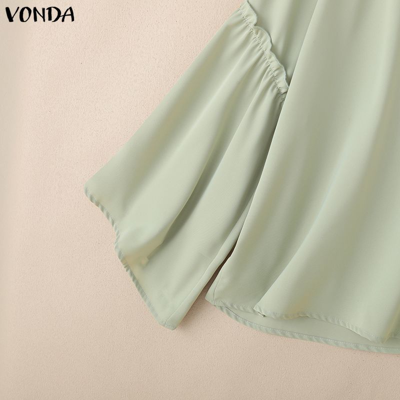 VONDA Damen Stehkragen Langarm Schlagarm Stickerei Elegant Lässig Bluse