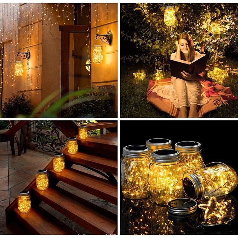 Waterproof Solar Mason Jar Lights for Outdoor Decor: Hanging Garden Fence Lights & Courtyard Pendants