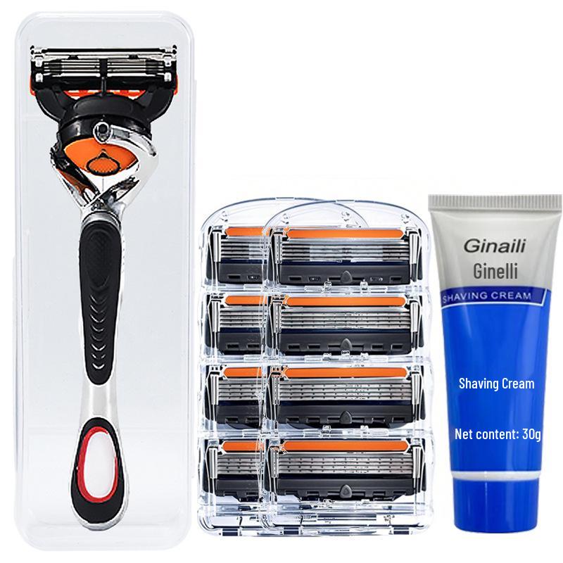 Men's Five-Layer Stainless Steel Razor with Anti-Scratch Head
