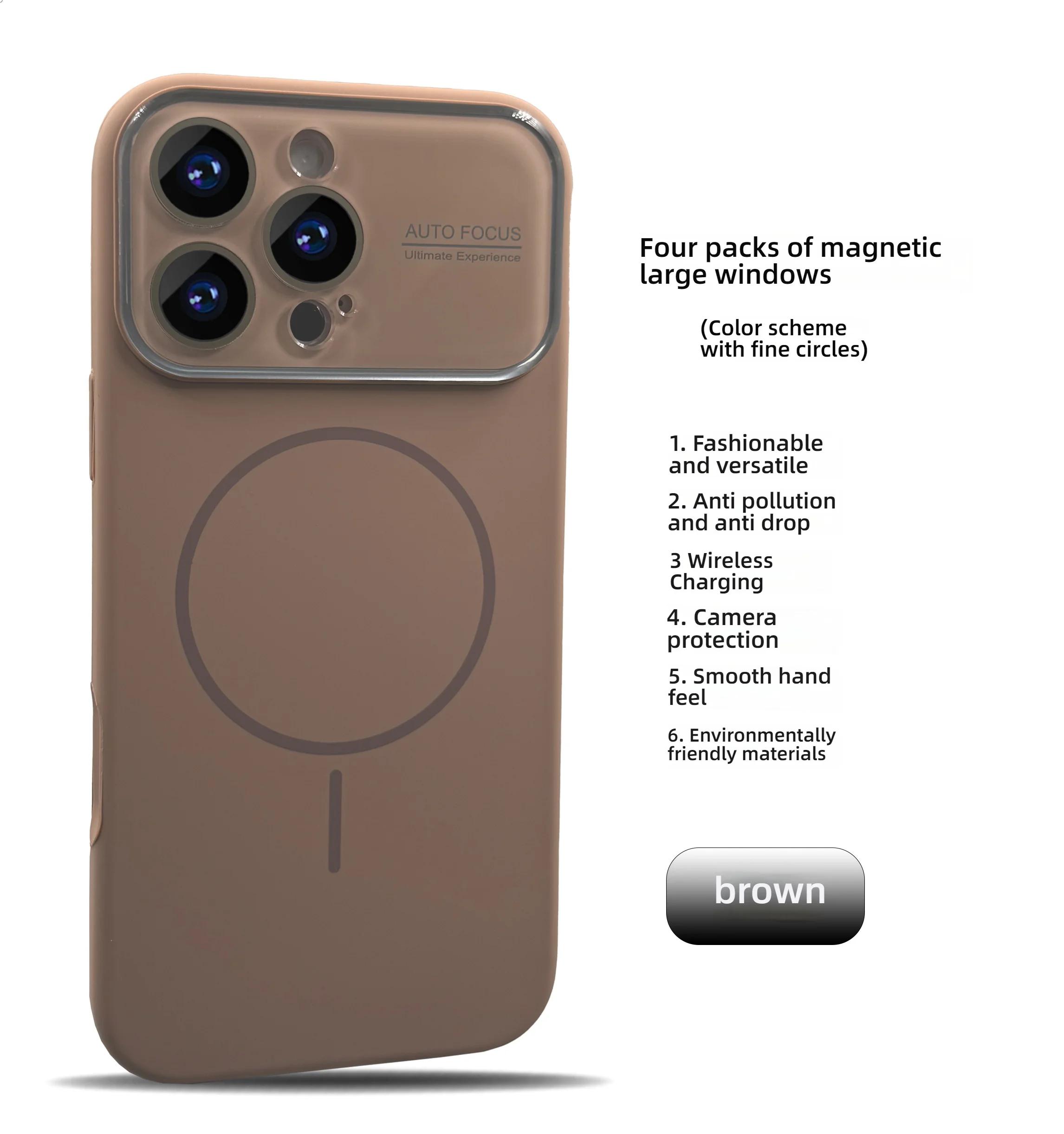 

Large Window For Magsafe Phone Case For iPhone 17 16 15 14 Pro Max Acrylic Wireless Charging Shockproof Protection Phone Cover iPhone 13