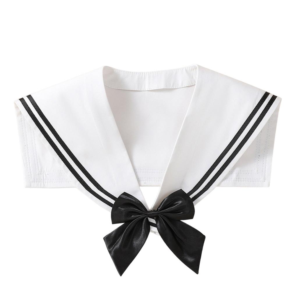 

Striped Sailor Fake Collars Scarf Detachable Academy Style Top Fake Collar Necklaces Cotton Black White Shawl Wraps белый