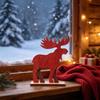 Elk Tabletop Decorations Nordic Christmas Ornaments, Wood Reindeer Santa Claus Snowman Figurine, Small Shelf Rustic Desktop Decoration for Holiday