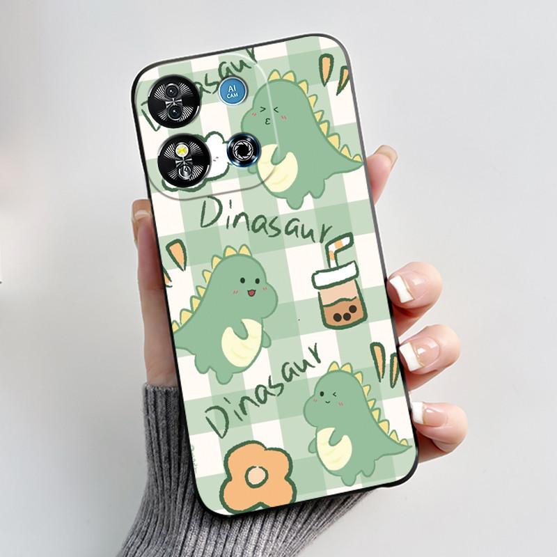 Casing For Oukitel C57S/C57 Pro/C57 Plus/C57 Ultra/BLU J12 Case Aesthetic Cute Cat Cartoon Black Soft Silicone Shockproof Cover