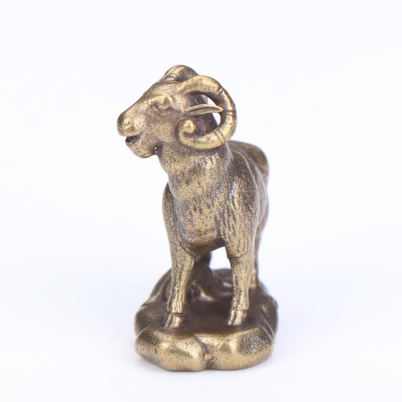 Vintage Feng Shui Coins Goat Statue Desktop Ornament Home Decor Lucky Zodiac Animal Sheep Figurine