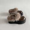 Fashion Cotton Slippers Thick-soled Bag Head Fluffy Shoes with Fleece To Keep Warm and One Pedal To Increase the Height of Snow Shoes 2025 Winter New