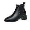 Fashion Ladies Shoes On Sale 2024 Brand Zipper Women's Boots Winter Square Toe Solid Short Barrel Platform Chunky Heels Fashion Boots