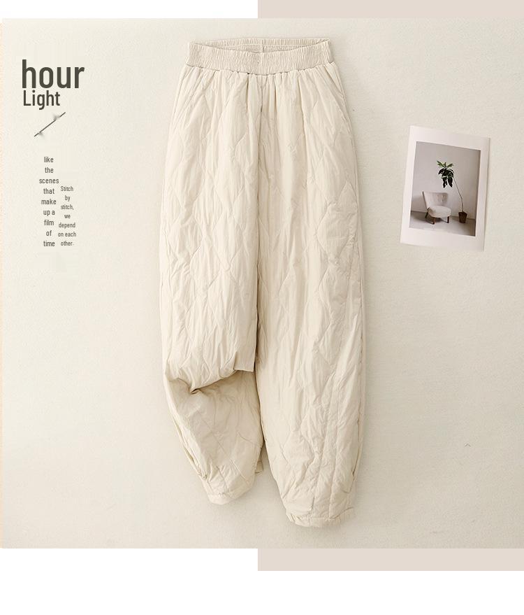 Xin Xing 2024 Women's High Waist Loose Fit Warm Down Cotton Pants