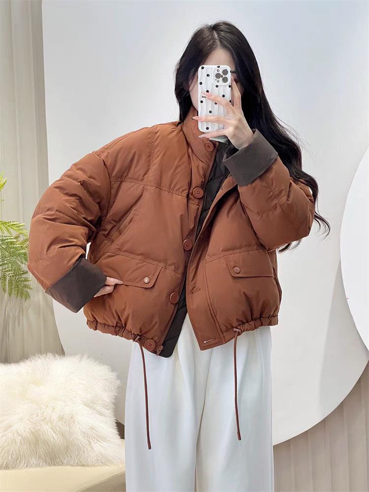 

Женский модный пуховик для миниатюрных 2024: Осенне-зимнее свободное пальто премиум-класса с подкладкой Large оранжевый/красный