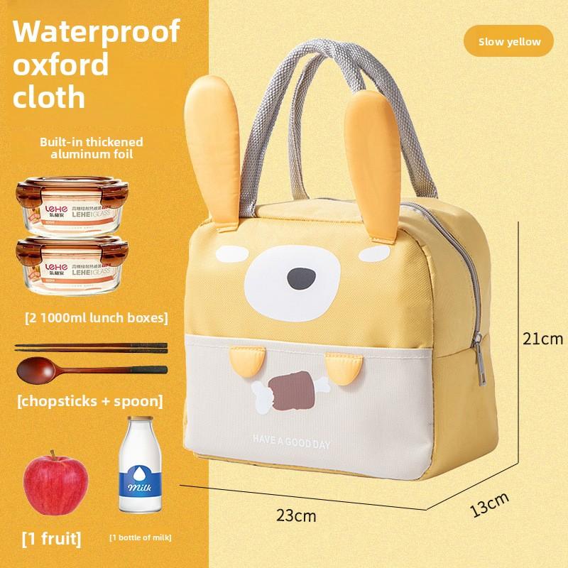 Cute Cartoon Lunch Bag Handheld Lunch Box Bag for Office Workers and Students Aluminum Foil Insulated Lunch Bag
