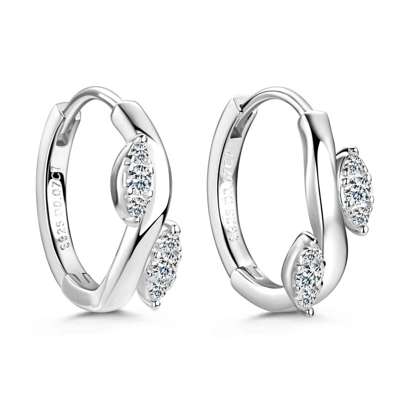 Simple Small Sterling Silver 925 Sterling Silver Delicate Classic Women s Hoop Leaf Moissanite Piercing Earrings 2.5mm(0.06ct) moissanite