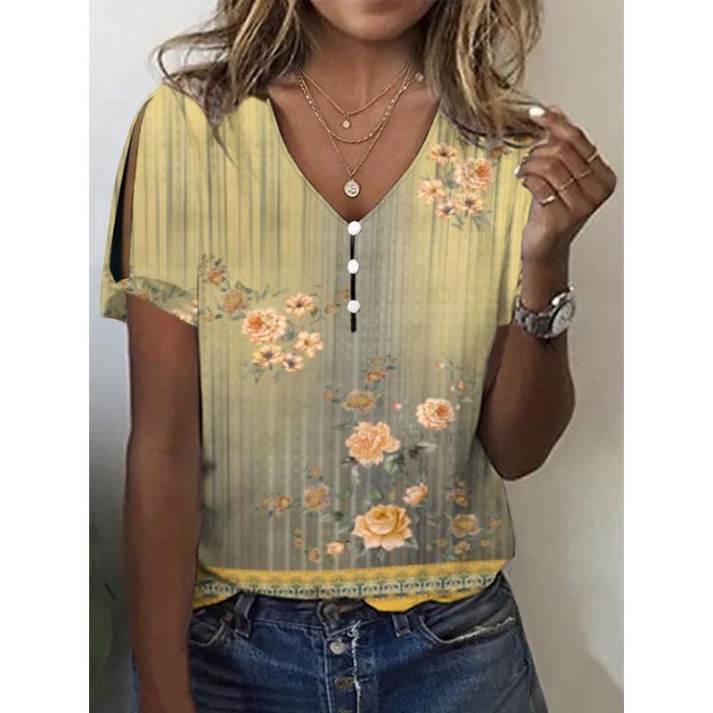 BITCED Women's Fashion Casual Short Sleeve V Neck Blouses & Shirts