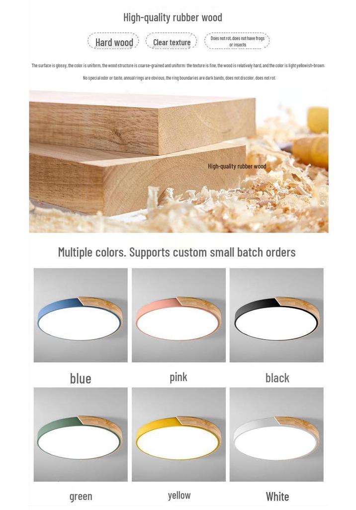 Natural Wood LED Ceiling Lamp for Bedroom and Living Room