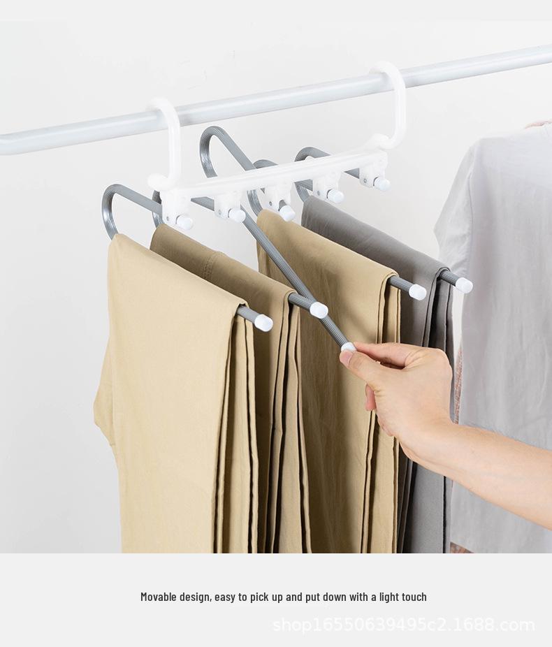 Liquidação de Fim de Ano: Cabide Dobrável Multi-Funcional de Aço Inoxidável com Múltiplas Camadas para Calças em Guarda-Roupas.