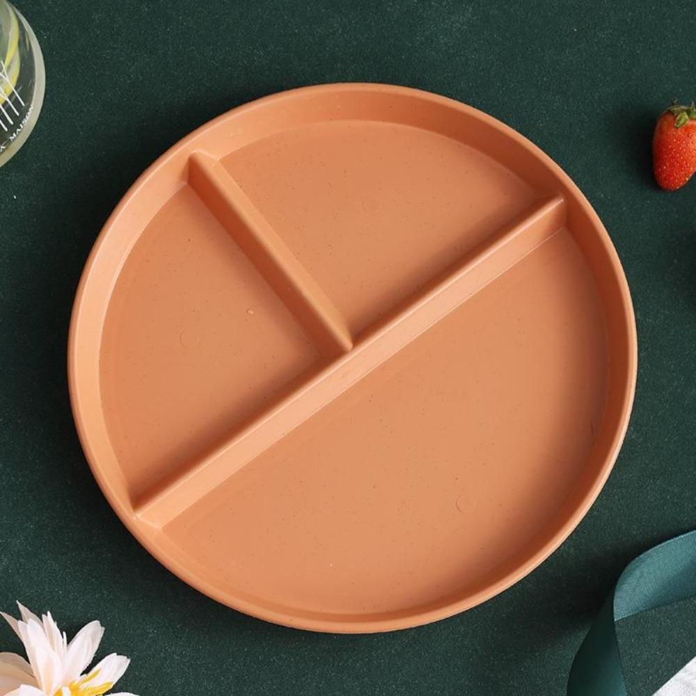 Three-Compartments Divided Plate Anti-fall Plastic Reusable Baby Tableware Eco-Friendly Wheat Straw Kitchen Dinnerware Plates
