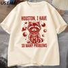 Houston Ik Heb Zoveel Unisexy Problemen T-shirts Unisex Grappige Wasbeer in de Ruimte Vintage Dier Ruimte T-shirt Casual Zomer Katoenen Tops