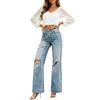 Women's Casual Ripped Wide Leg Jeans