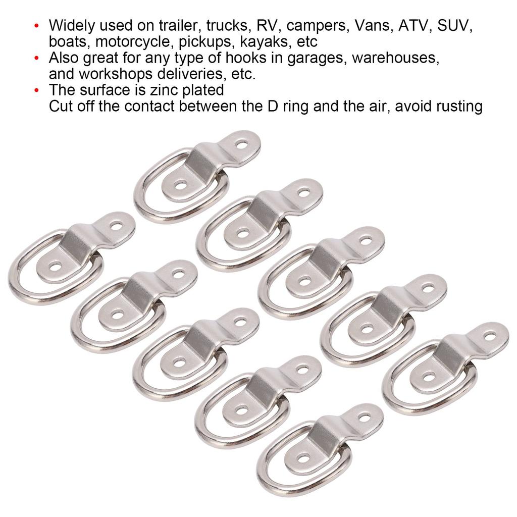 Set of 10 D-Ring Tie Downs, KIMISS Iron Tie Down Anchors Multi-functional High Strength