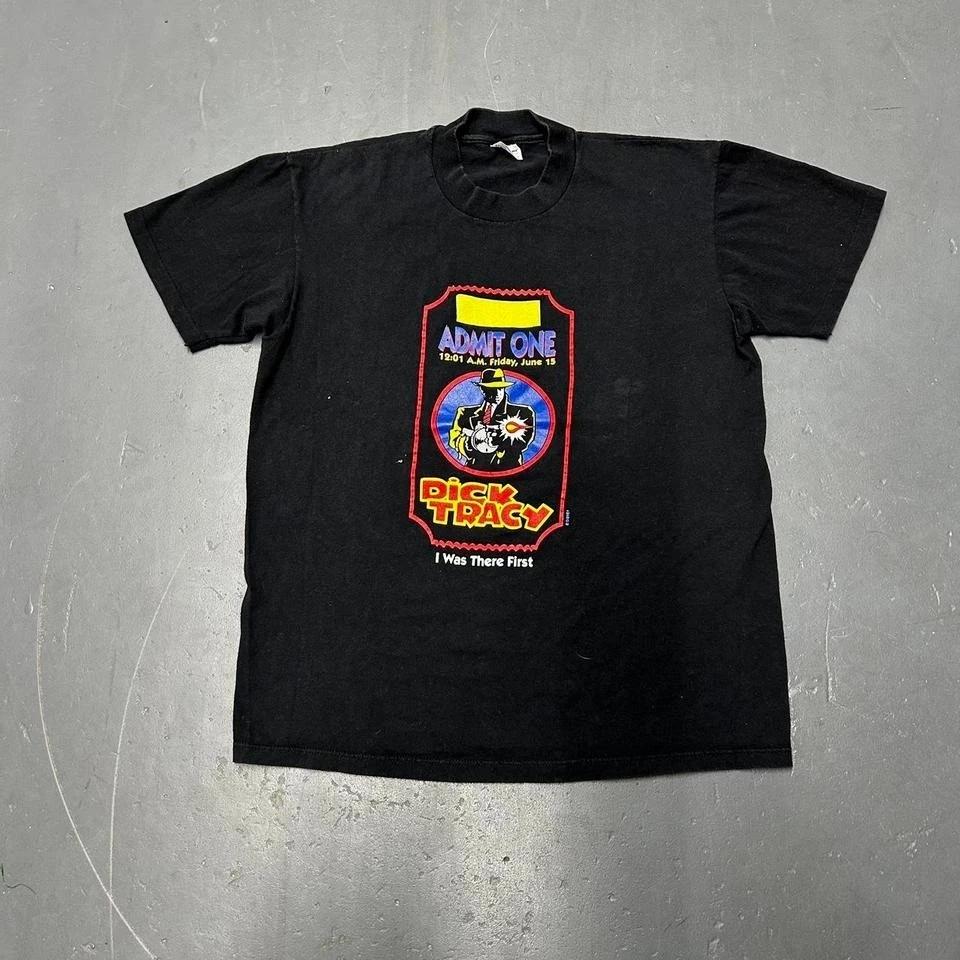 Vintage 90s 1990 Dick Tracy big print graphic movie promo tee shirt tshirt 2XL